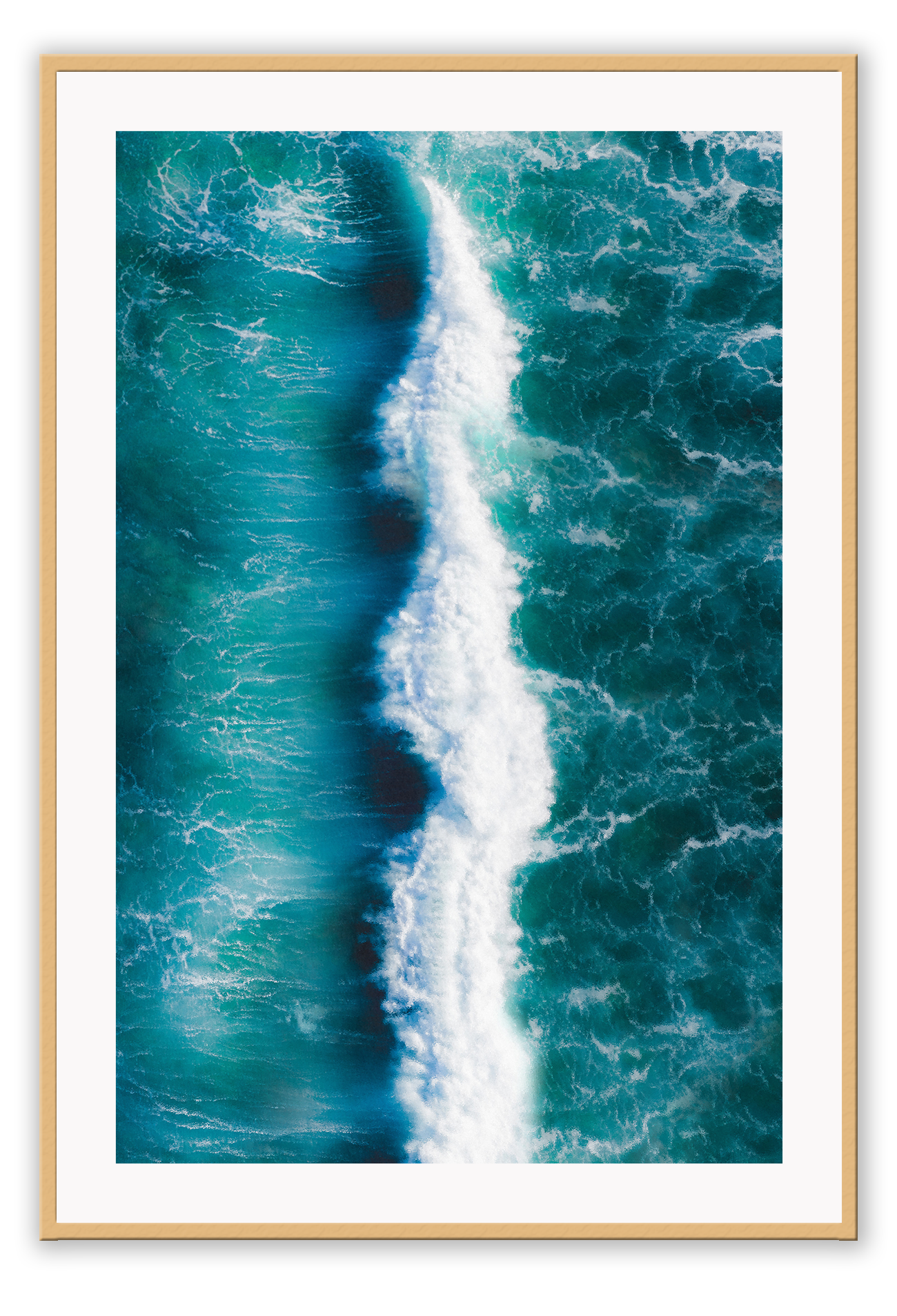 Ocean portrait print blue sea waves white wash minimal coast natural